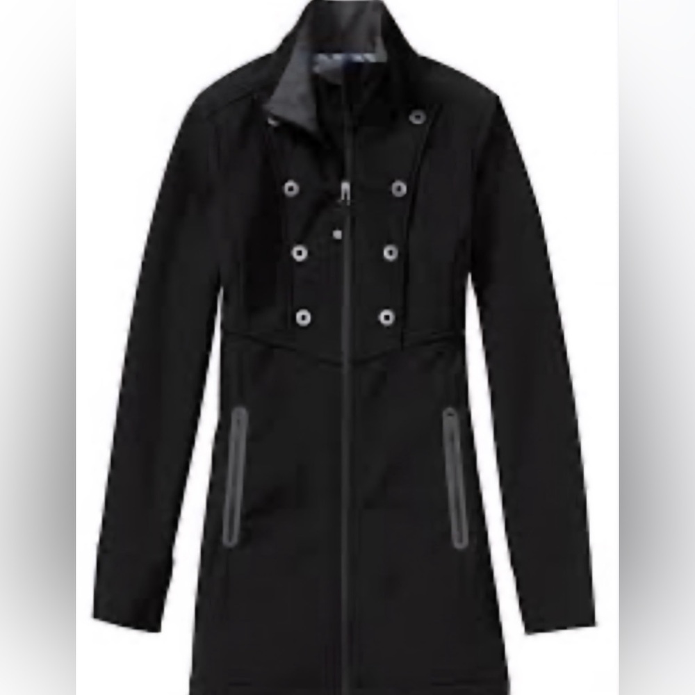 Athleta Chickpea Softshell Rain/Wind Trench Jacket in Black